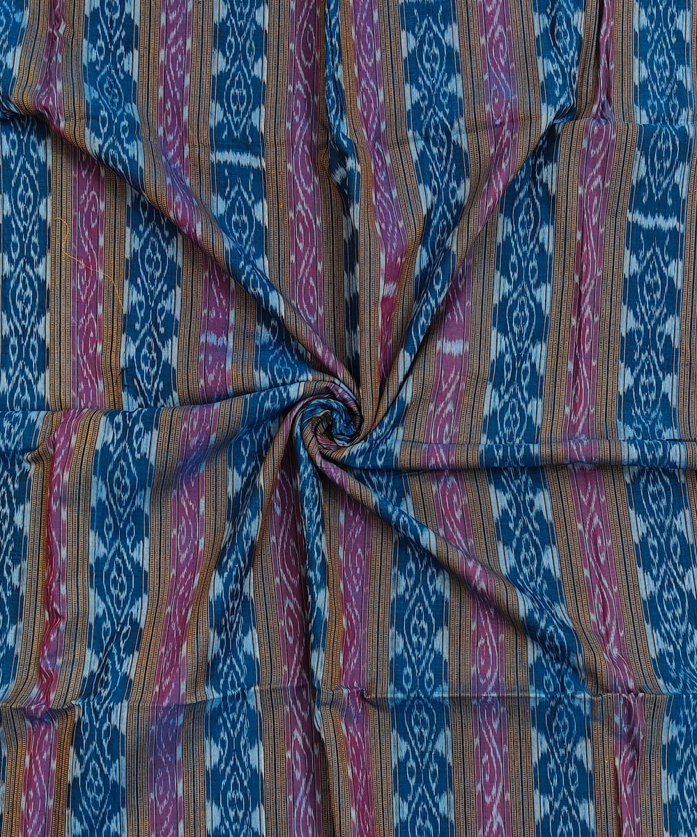 Blue Sambalpuri Handwoven Single Ikat Shirting Materials Image 1