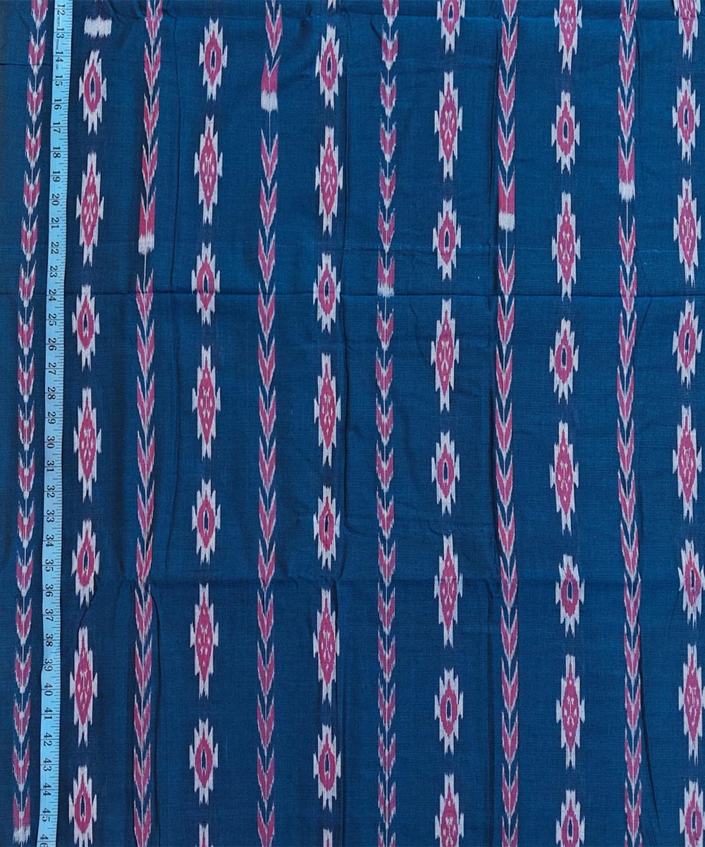 Blue Sambalpuri Handwoven Single Ikat Shirting Materials Image 4