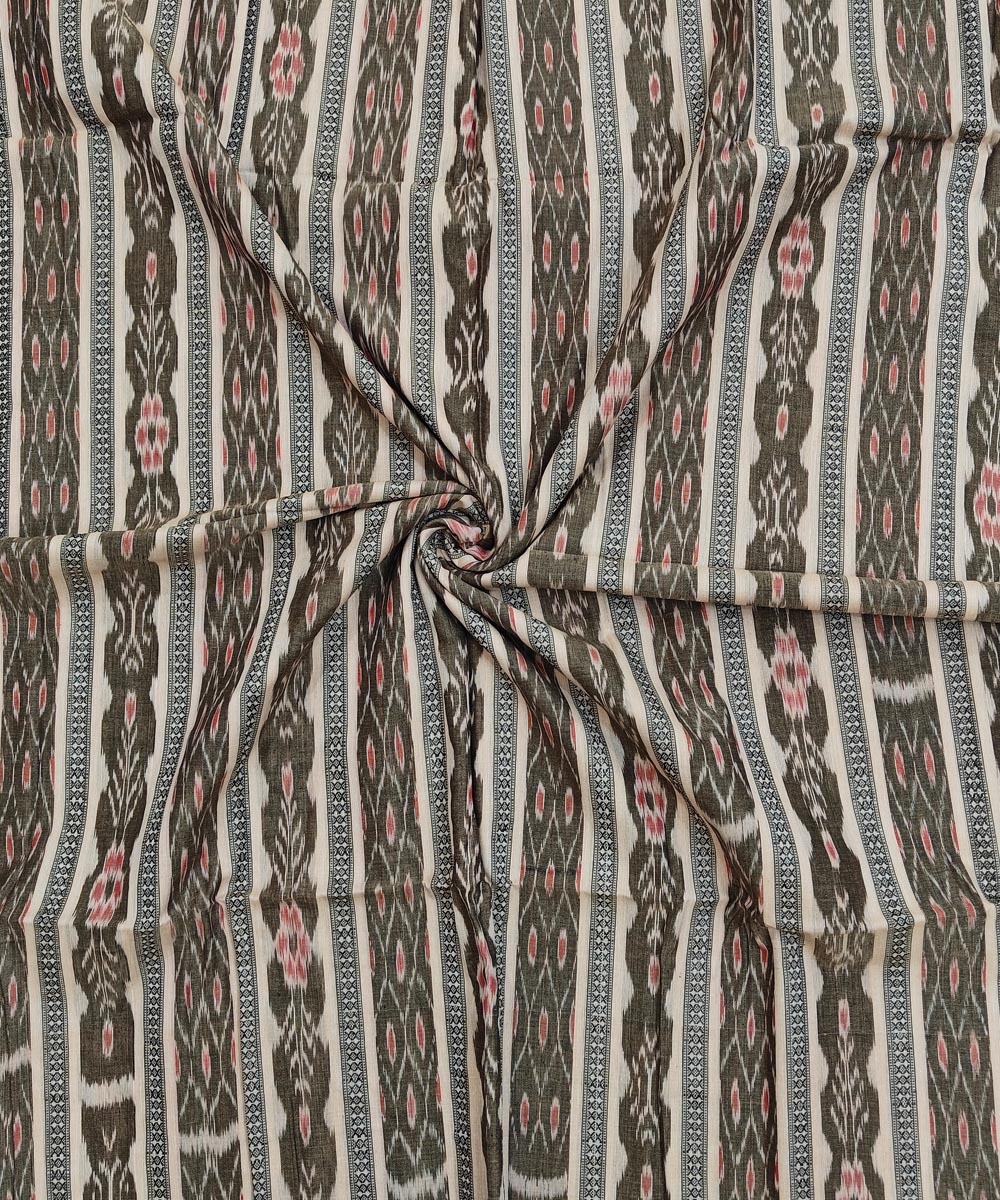 Beige Sambalpuri Handwoven Single Ikat Shirting Materials Image 1