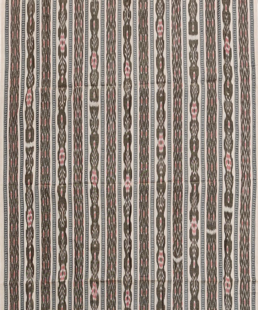 Beige Sambalpuri Handwoven Single Ikat Shirting Materials Image 2