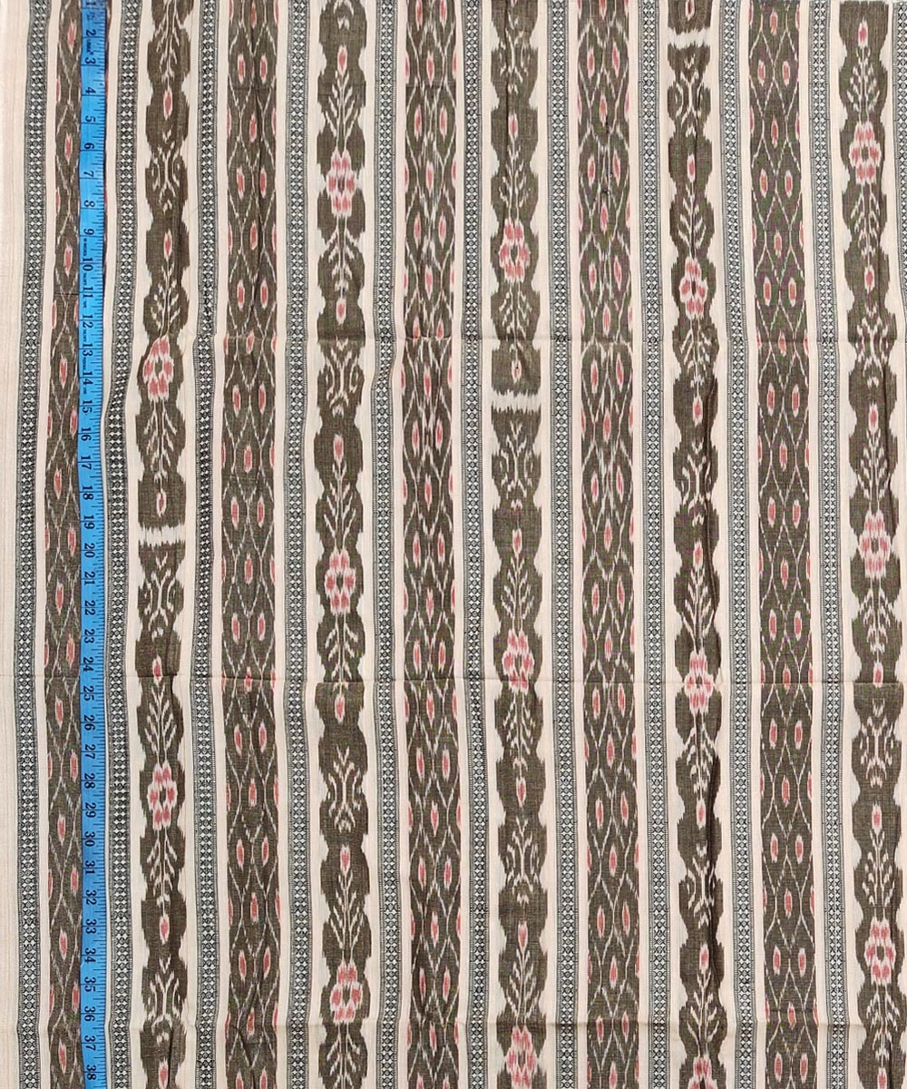 Beige Sambalpuri Handwoven Single Ikat Shirting Materials Image 4