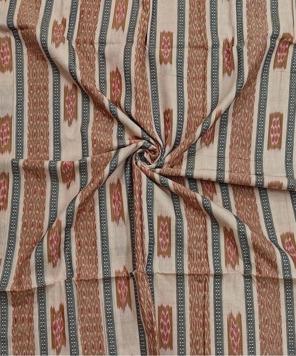 Beige Sambalpuri Handwoven Single Ikat Shirting Materials Image 1