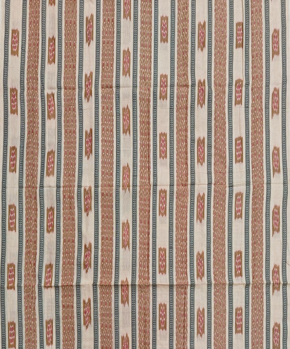 Beige Sambalpuri Handwoven Single Ikat Shirting Materials Image 2