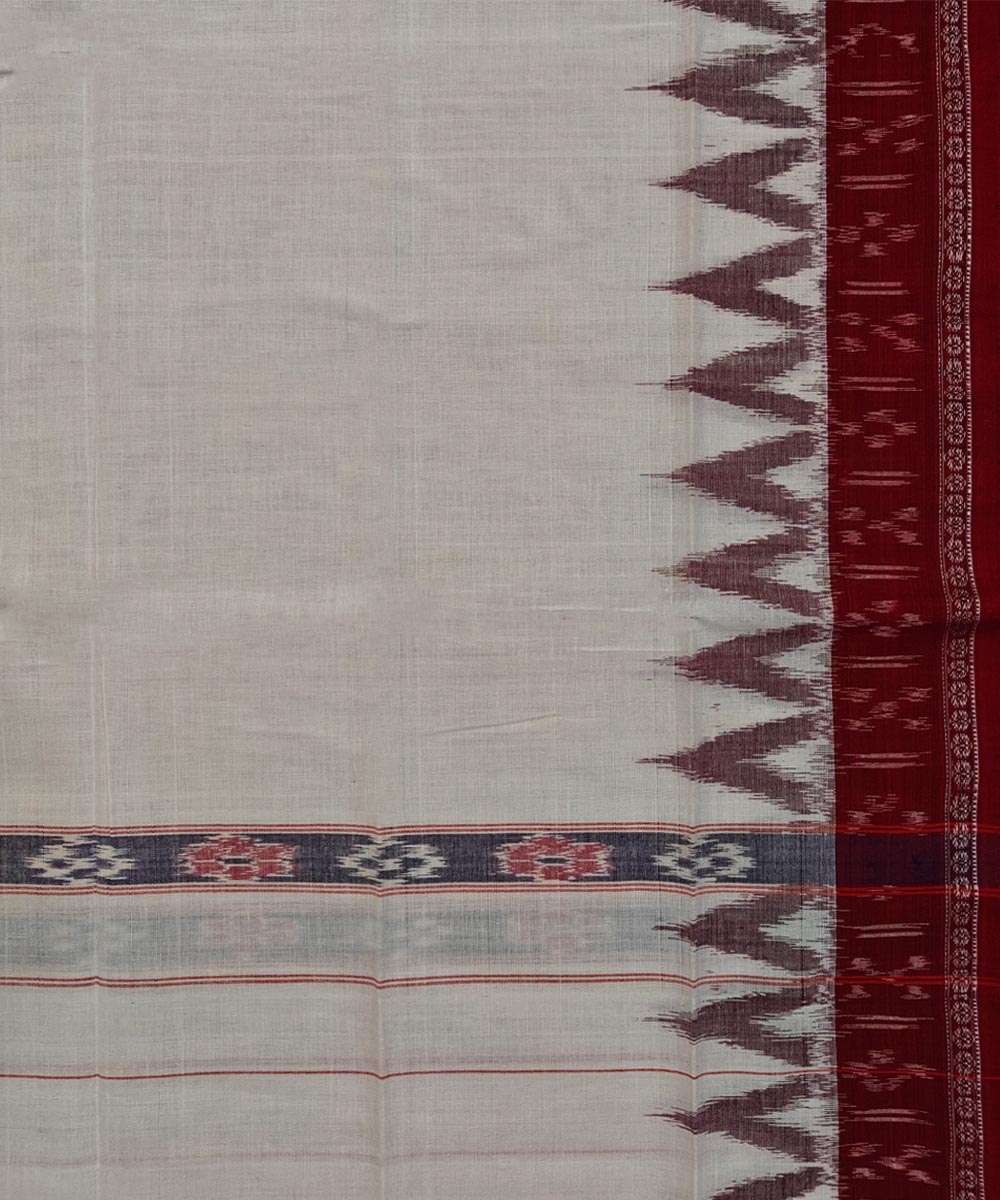 White Maroon Sambalpuri Handwoven Cotton Gamuchha Image 4