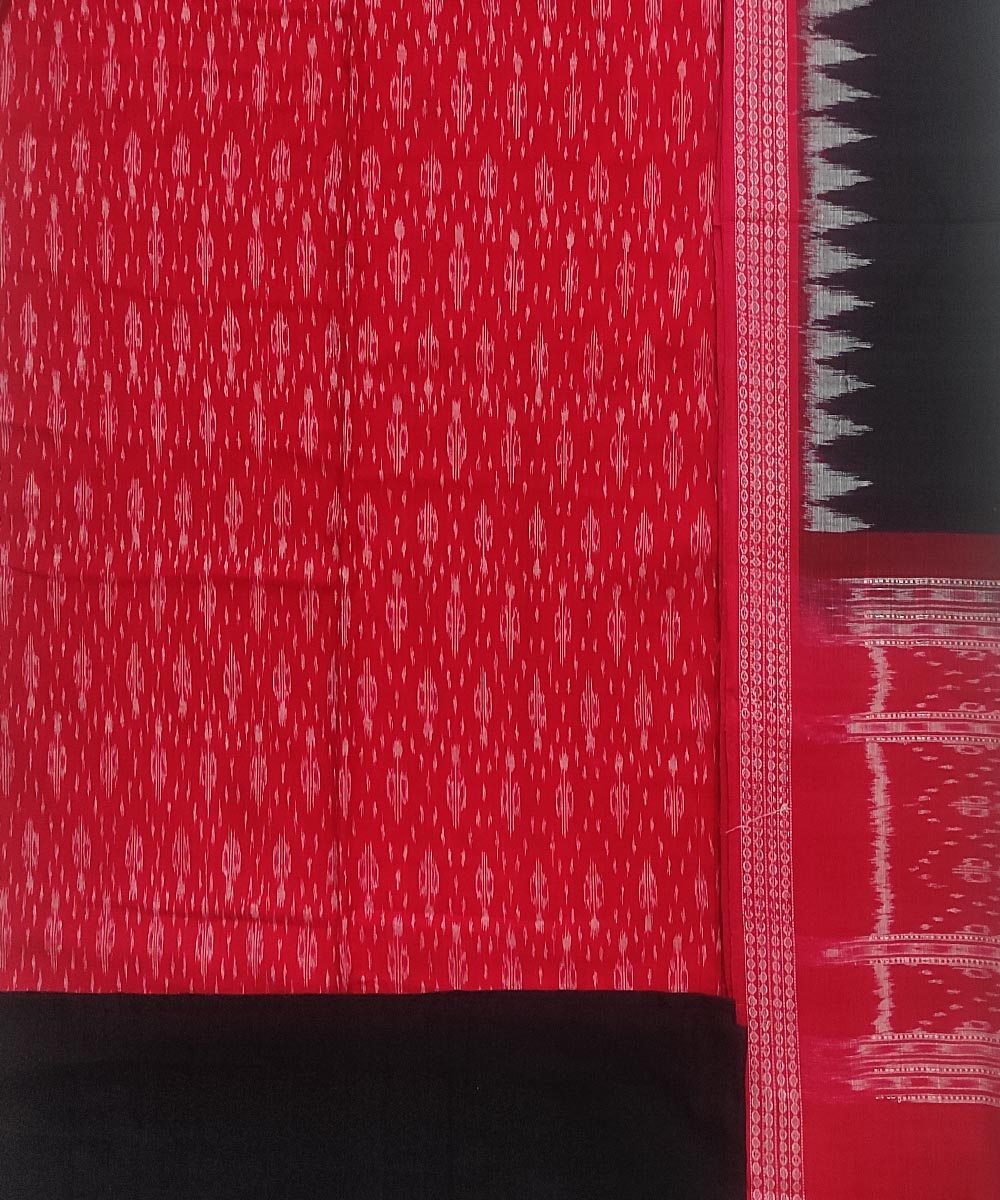 Red Black Sambalpuri Handwoven Single Ikat Suit Set Image 2