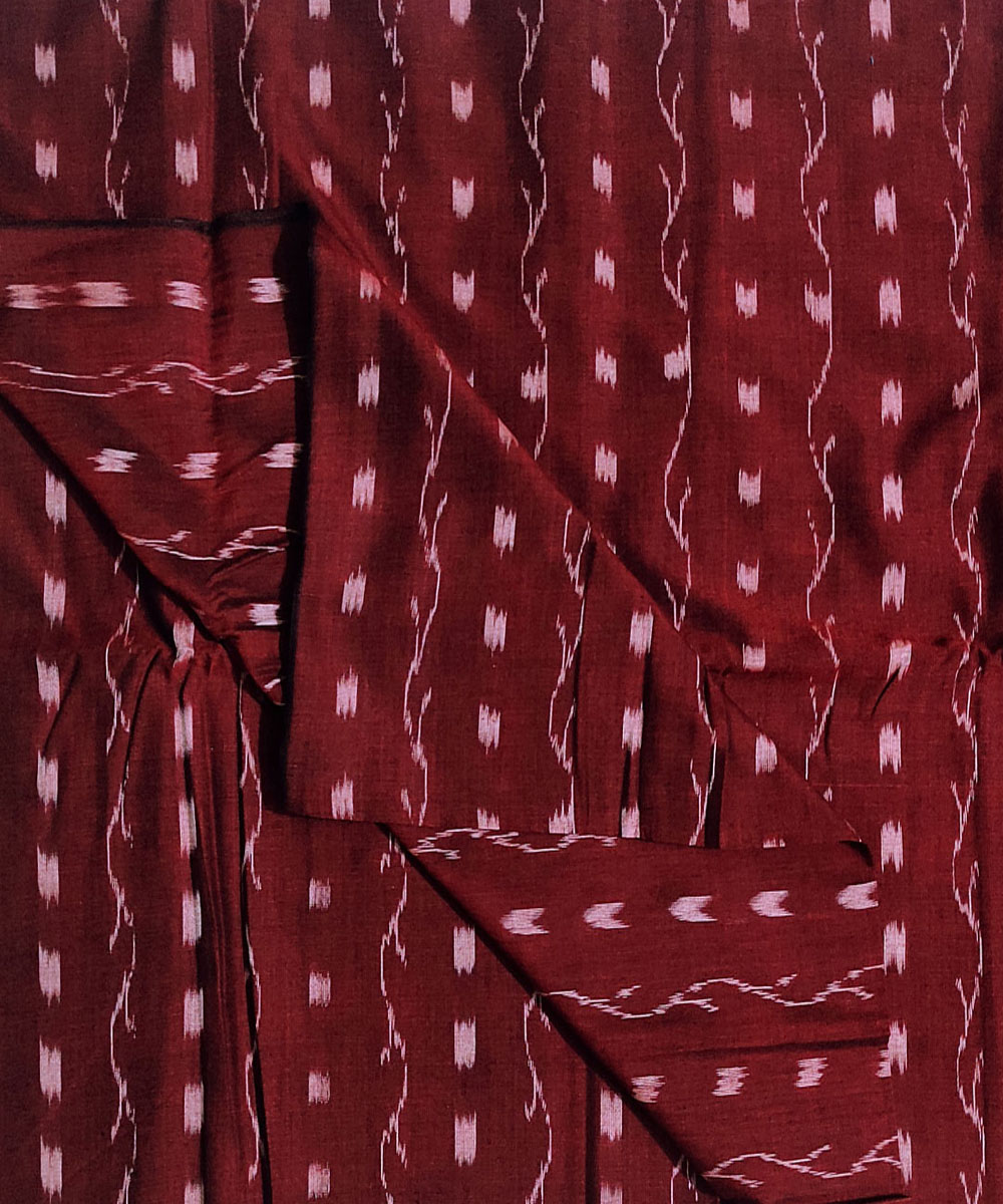 Maroon Nuapatna Handwoven Single Ikat Shirting Materials Image 3