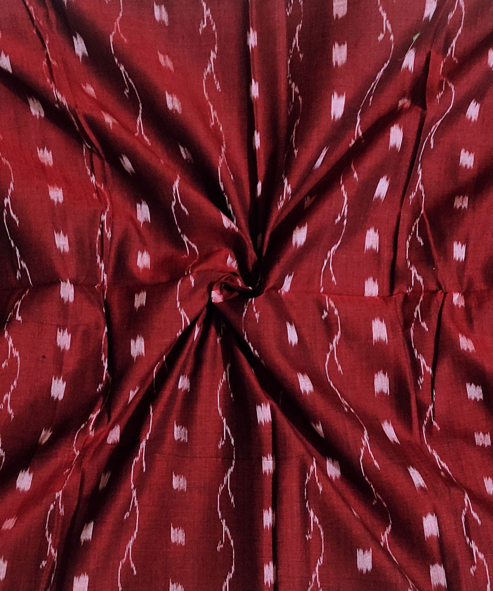 Maroon Nuapatna Handwoven Single Ikat Shirting Materials Image 1