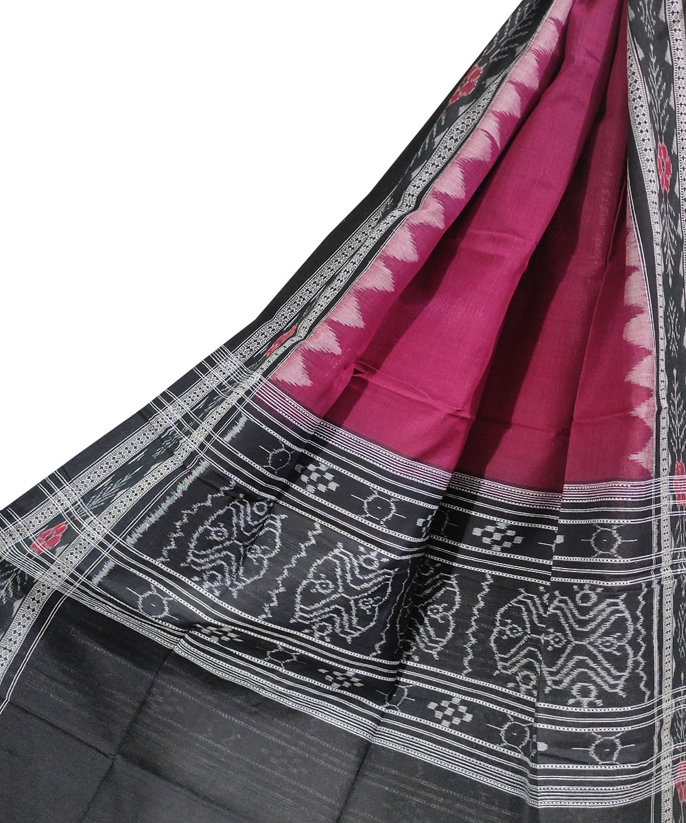 Purple Black Sambalpuri Handwoven Single Ikat Cotton Dupatta SFCDUP0449