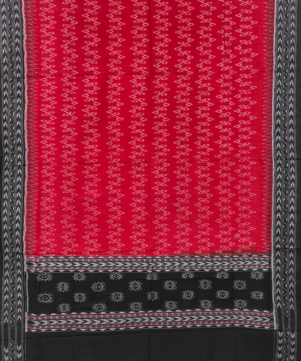 Maroon Black Sambalpuri Handwoven Single Ikat Cotton Dupatta Image 2