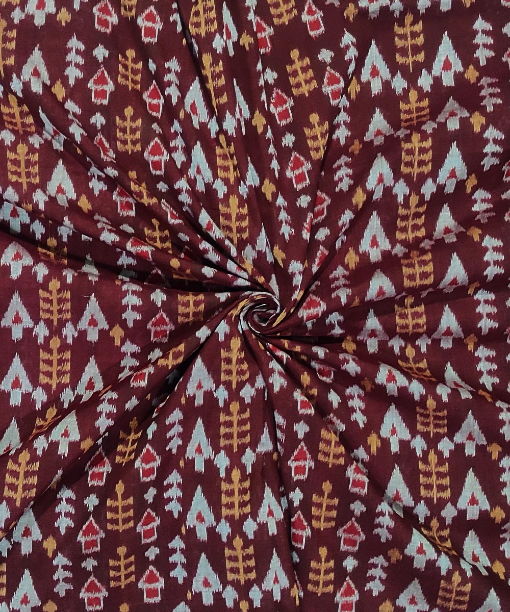Maroon Sambalpuri Handwoven Single Ikat Shirting Materials Image 1