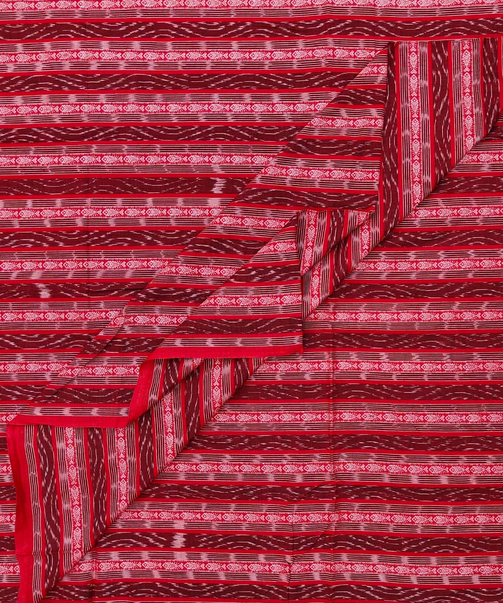 Red Sambalpuri Handwoven Single Ikat Shirting Materials Image 2
