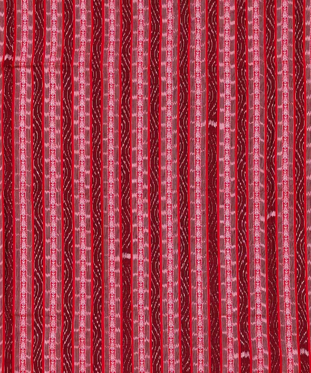 Red Sambalpuri Handwoven Single Ikat Shirting Materials Image 4
