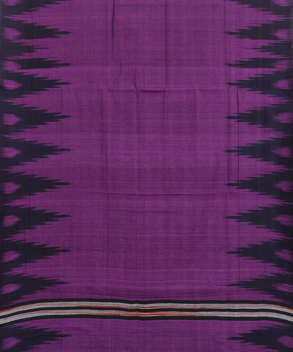 Purple Black Nuapatna Handwoven Single Ikat Cotton Saree Image 3