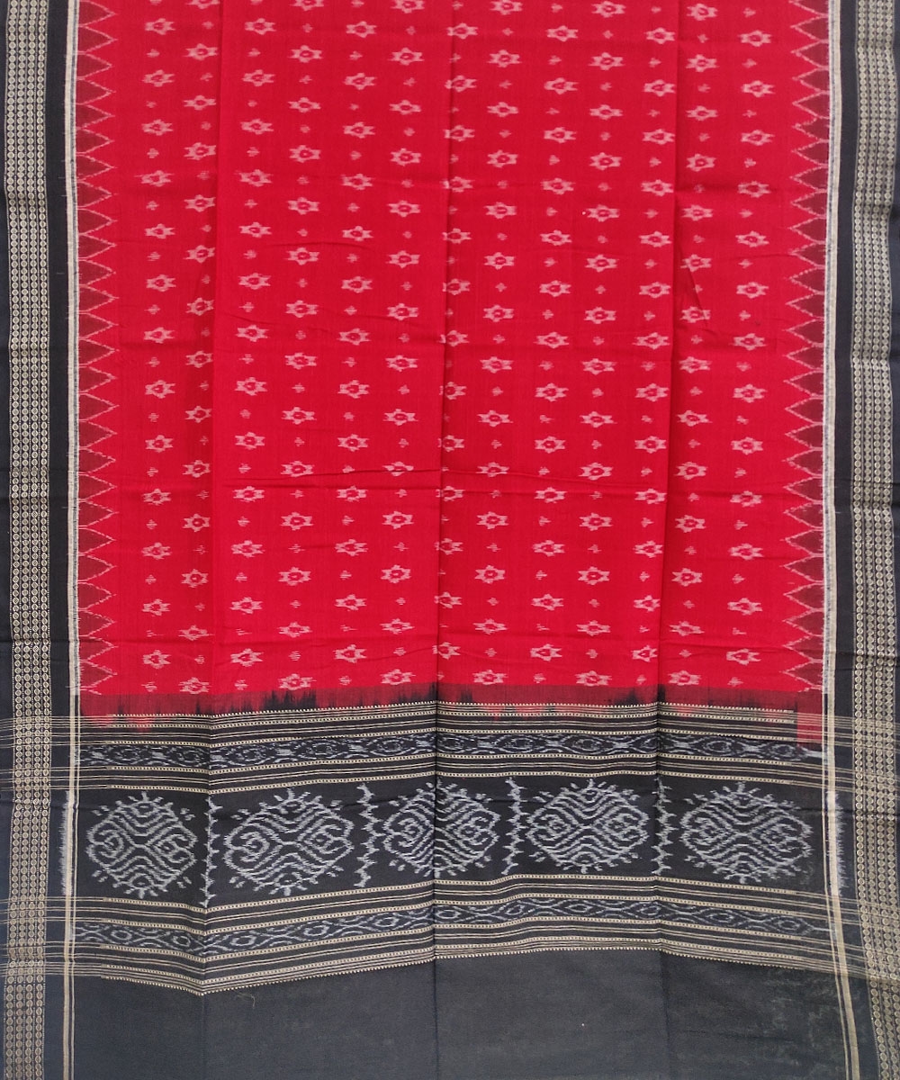 Red - Ikat Handloom Cotton Sambalpuri Dupatta 02