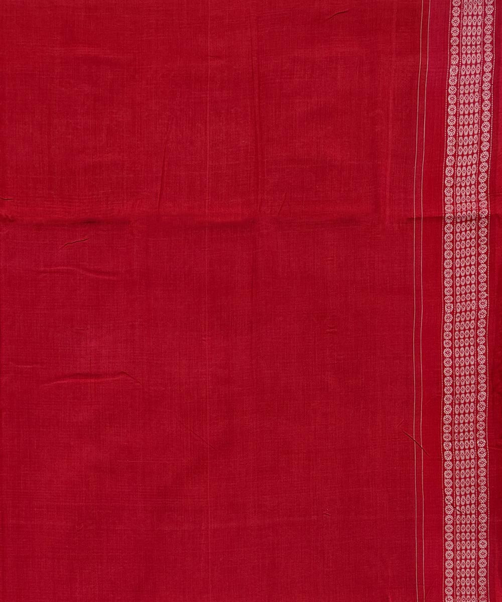 Cofee Red Sambalpuri Handwoven Single Ikat Cotton Saree Image 4