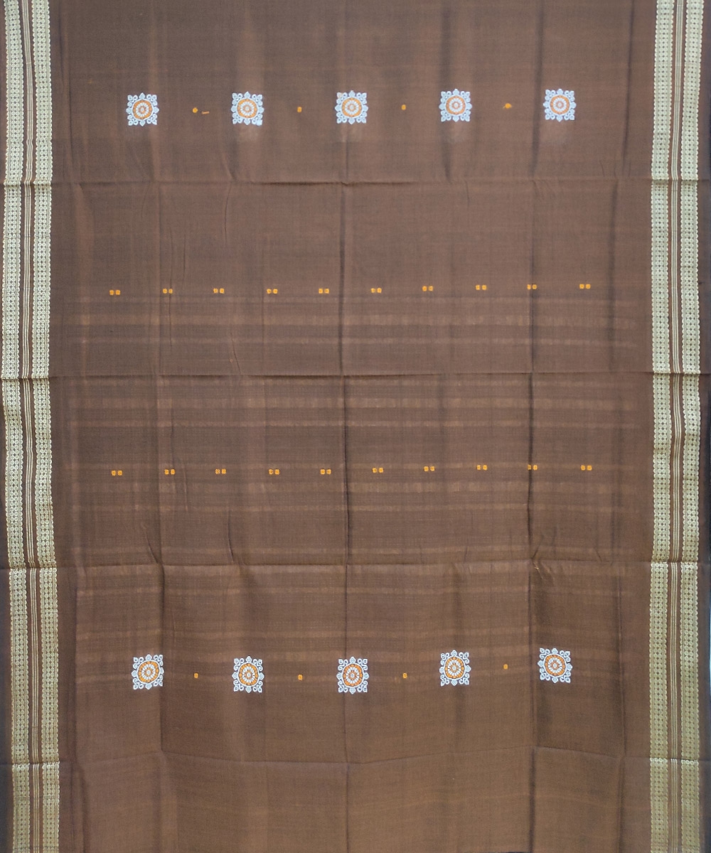 Mustard Black Bomkai Handwoven Cotton Saree Image 2