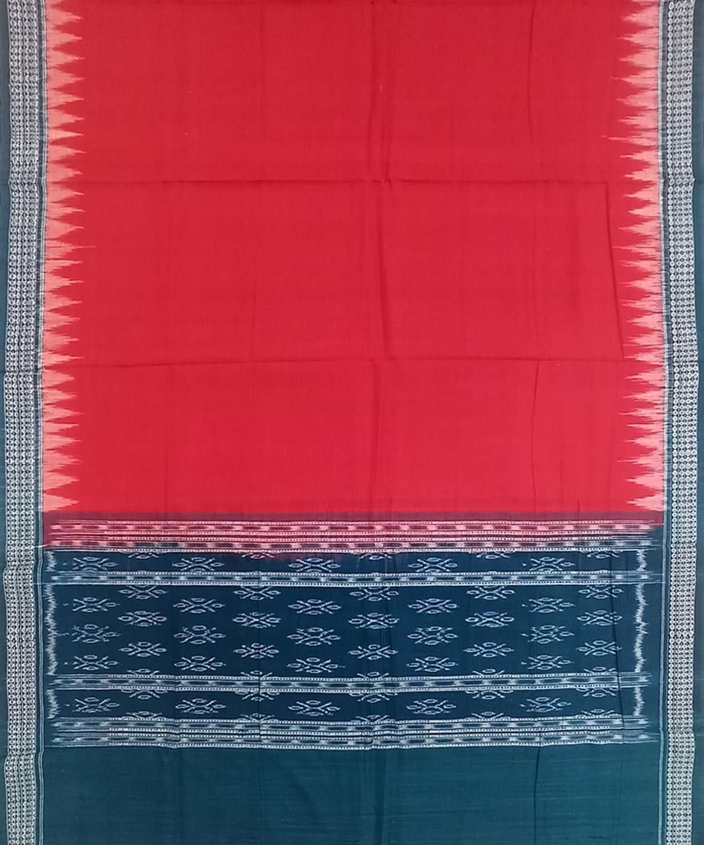Blue Red Sambalpuri Handwoven Single Ikat Suit Set Image 4