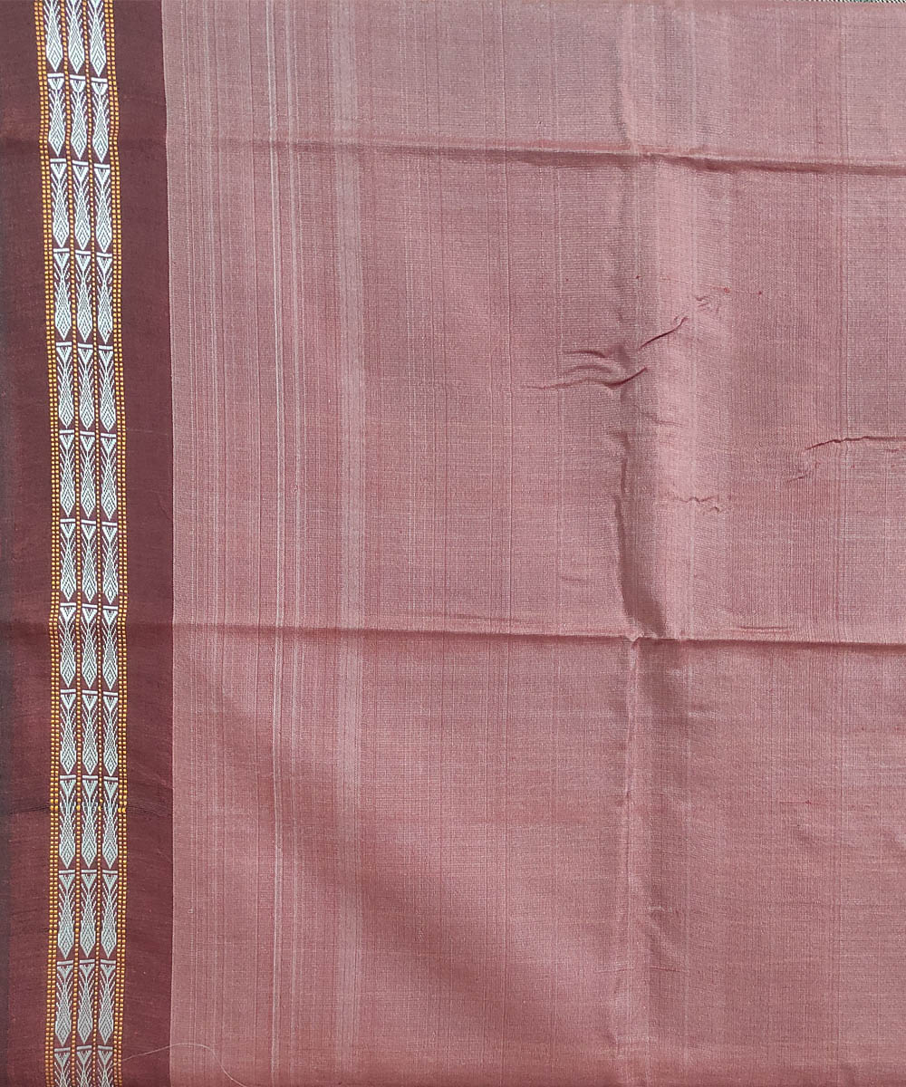 Beige Maroon Sambalpuri Handwoven Bidarbha Tussar Silk Saree Image 4
