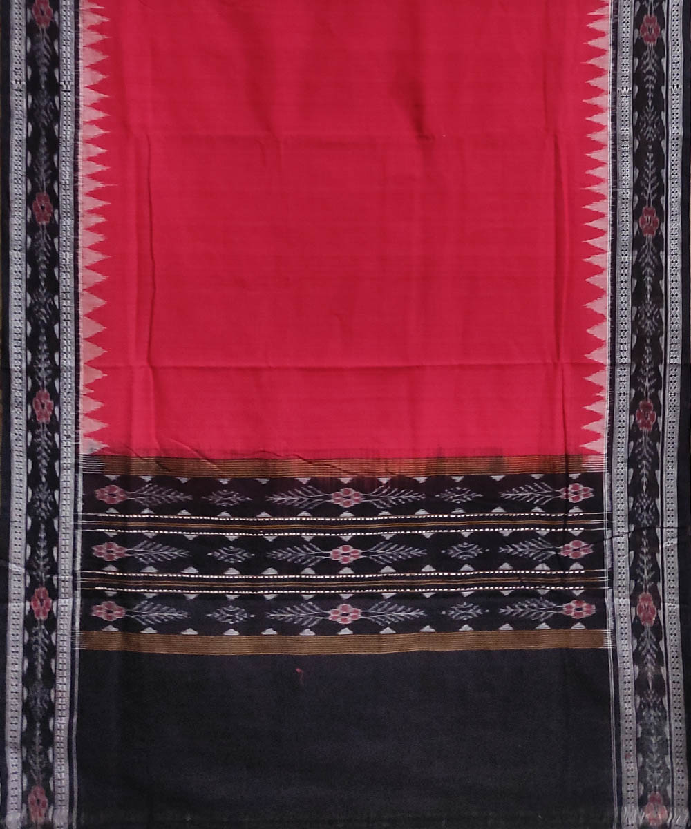 Red Black Sambalpuri Handwoven Single Ikat Cotton Dupatta Image 2