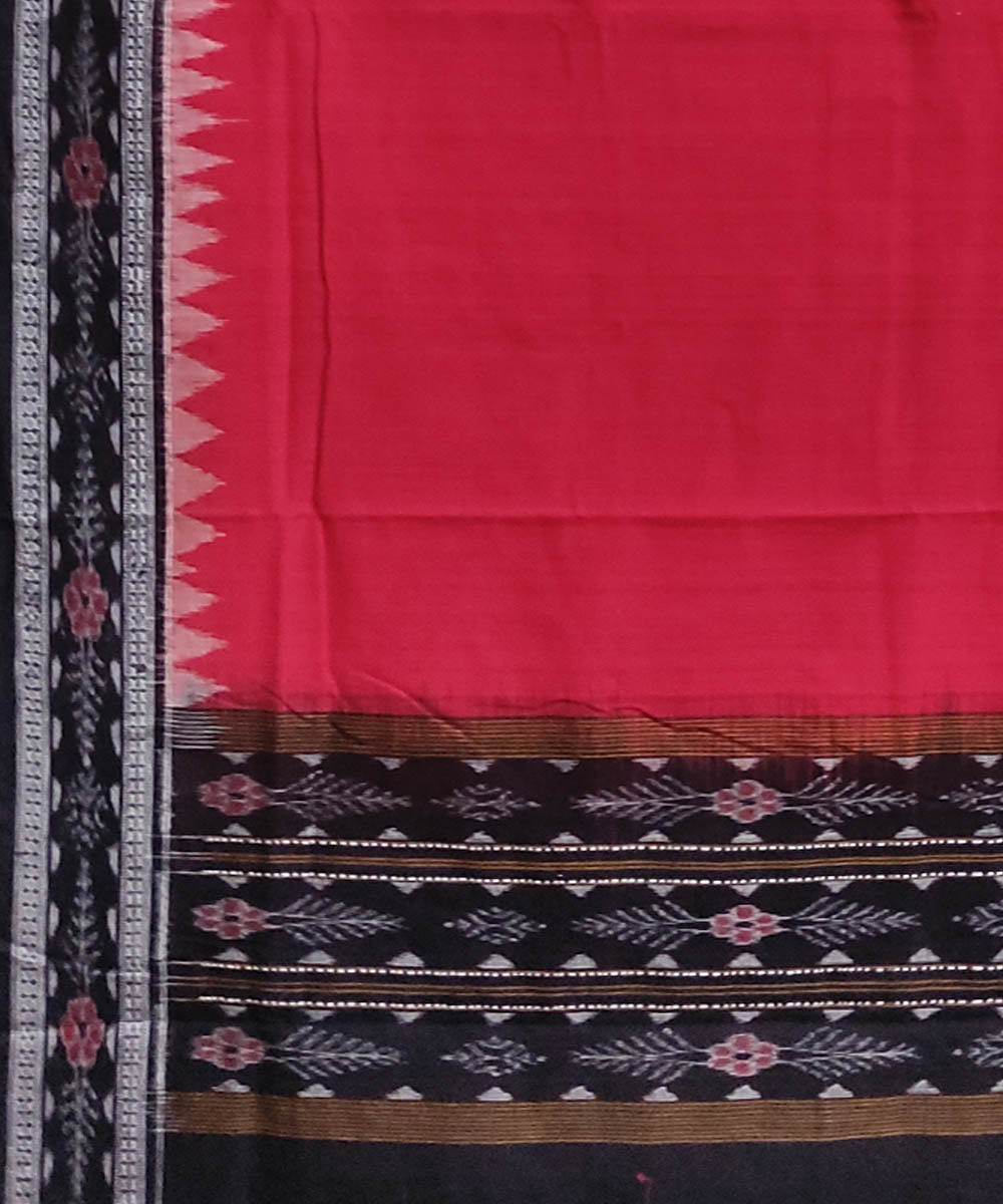Red Black Sambalpuri Handwoven Single Ikat Cotton Dupatta Image 3