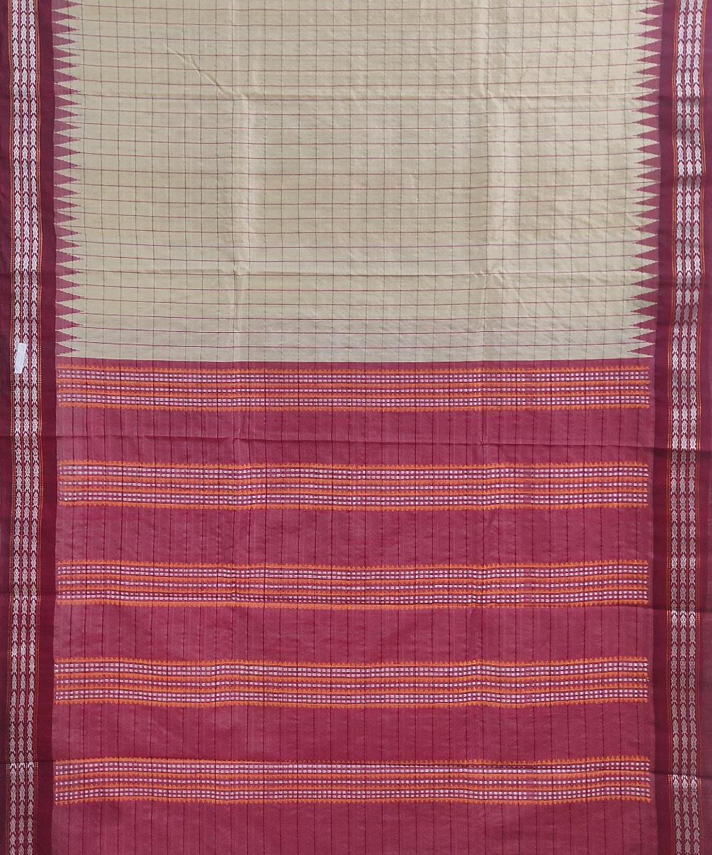 Beige Sambalpuri Handwoven Bidarbha Tussar Silk Saree Image 3