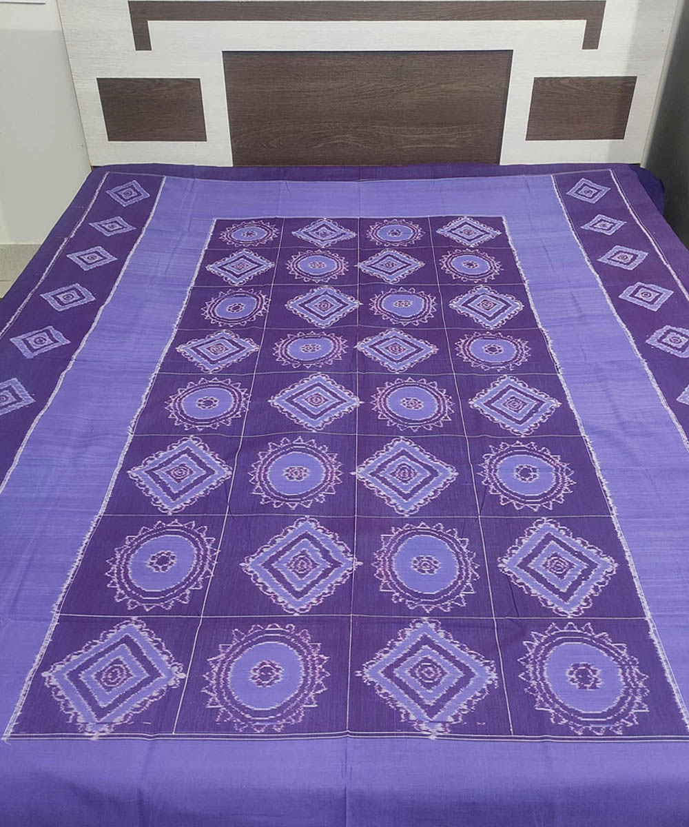 Purple Sambalpuri Handwoven Cotton Double Bed Sheet Image 1