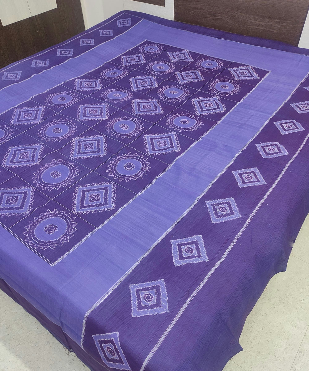 Purple Sambalpuri Handwoven Cotton Double Bed Sheet Image 2