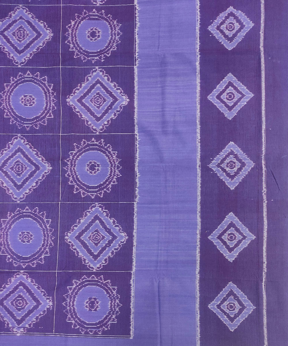 Purple Sambalpuri Handwoven Cotton Double Bed Sheet Image 3