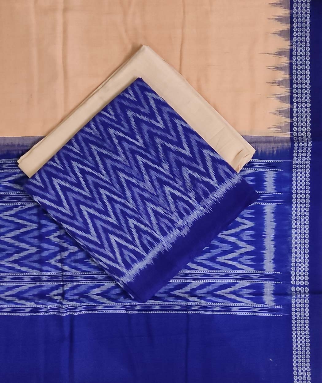 Beige - Cotton Sambalpuri Ikat Fabric 06