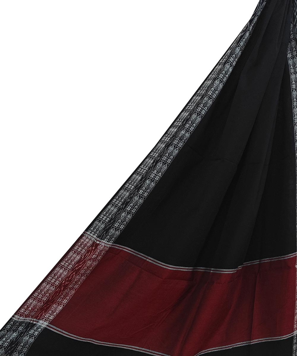 Black Sambalpuri Handwoven Single Ikat Cotton Dupatta SFCDUP2185