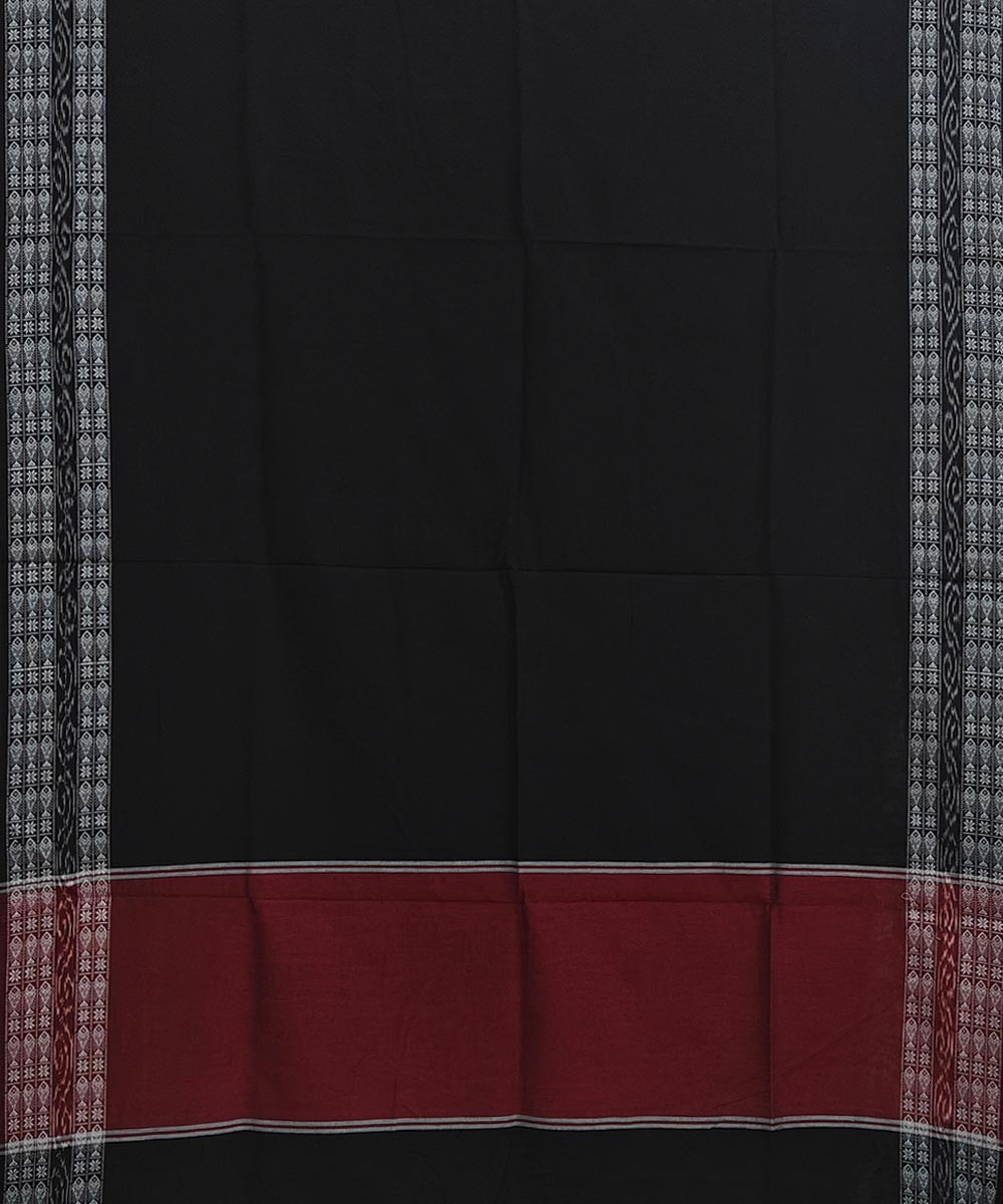 Black Sambalpuri Handwoven Single Ikat Cotton Dupatta Image 2