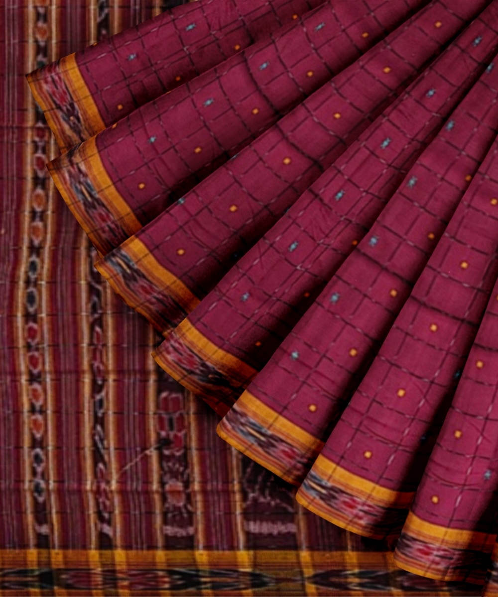 Purple Sambalpuri Handwoven Single Ikat Cotton Saree Image 2