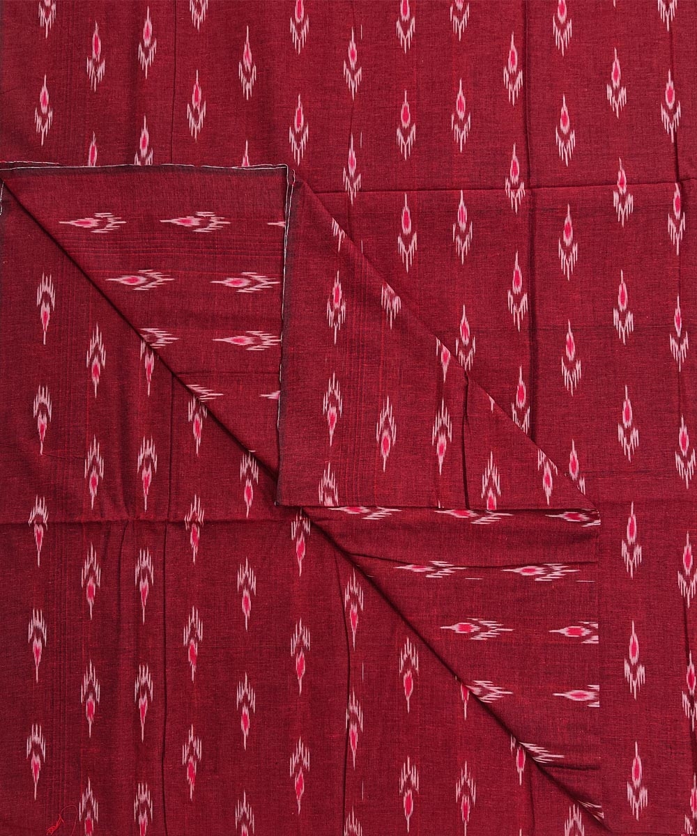 Maroon Sambalpuri Handwoven Single Ikat Shirting Materials Image 3