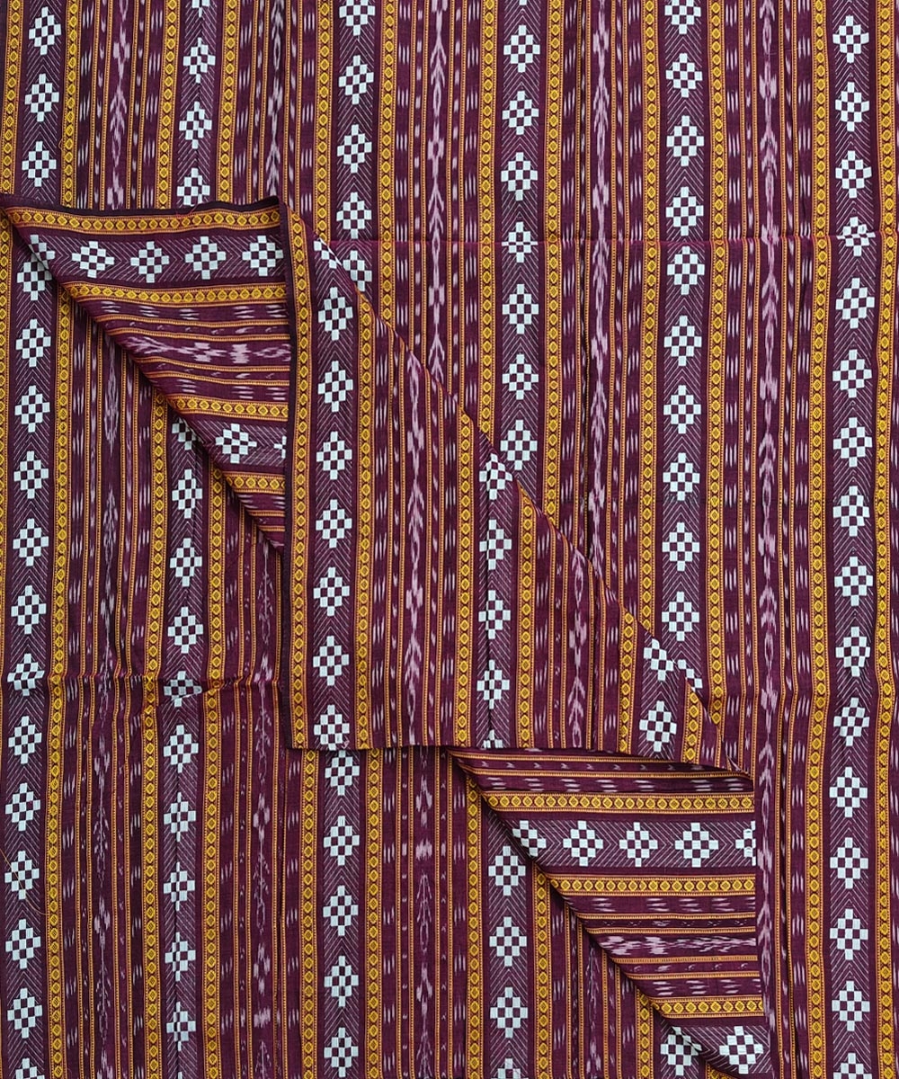 Purple Sambalpuri Handwoven Single Ikat Shirting Materials Image 3