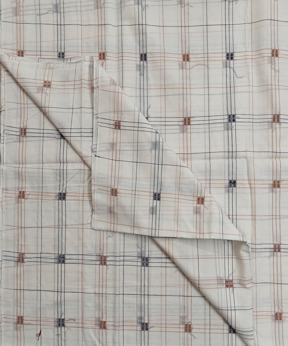 White Sambalpuri Handwoven Single Ikat Shirting Materials Image 3