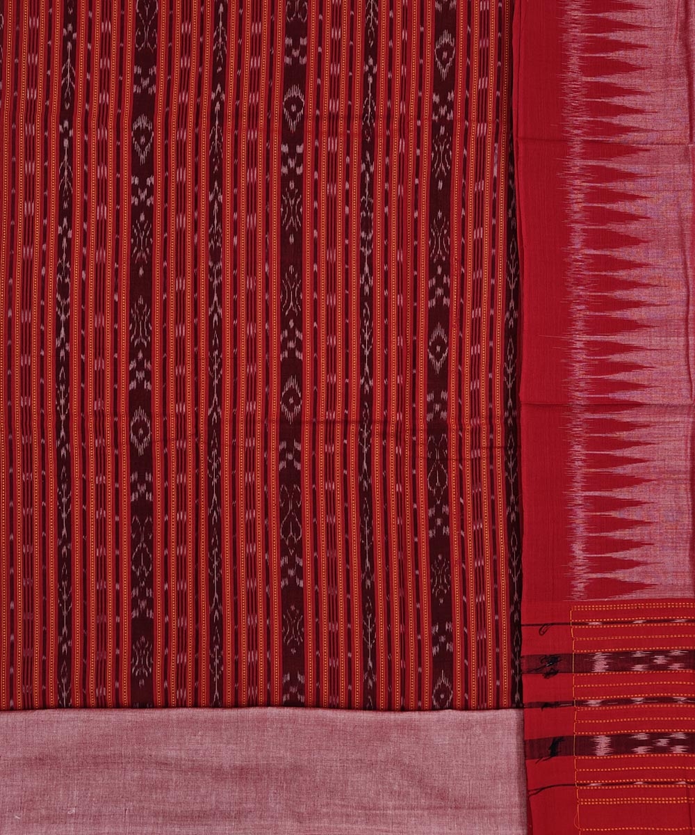 Red Gray Sambalpuri Handwoven Double Ikat Suit Image 2