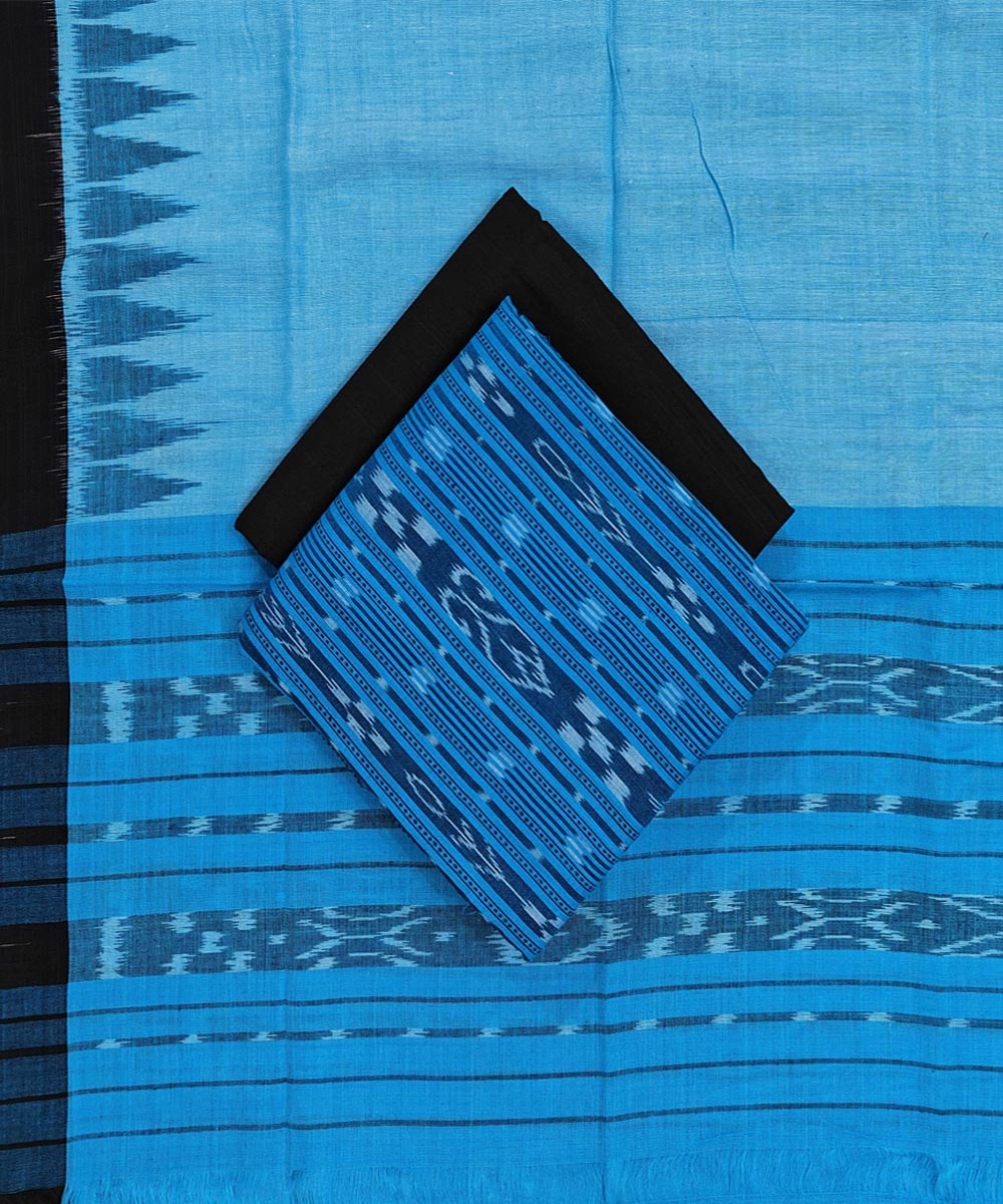 Blue Gray Sambalpuri Handwoven Double Ikat Suit Image 1