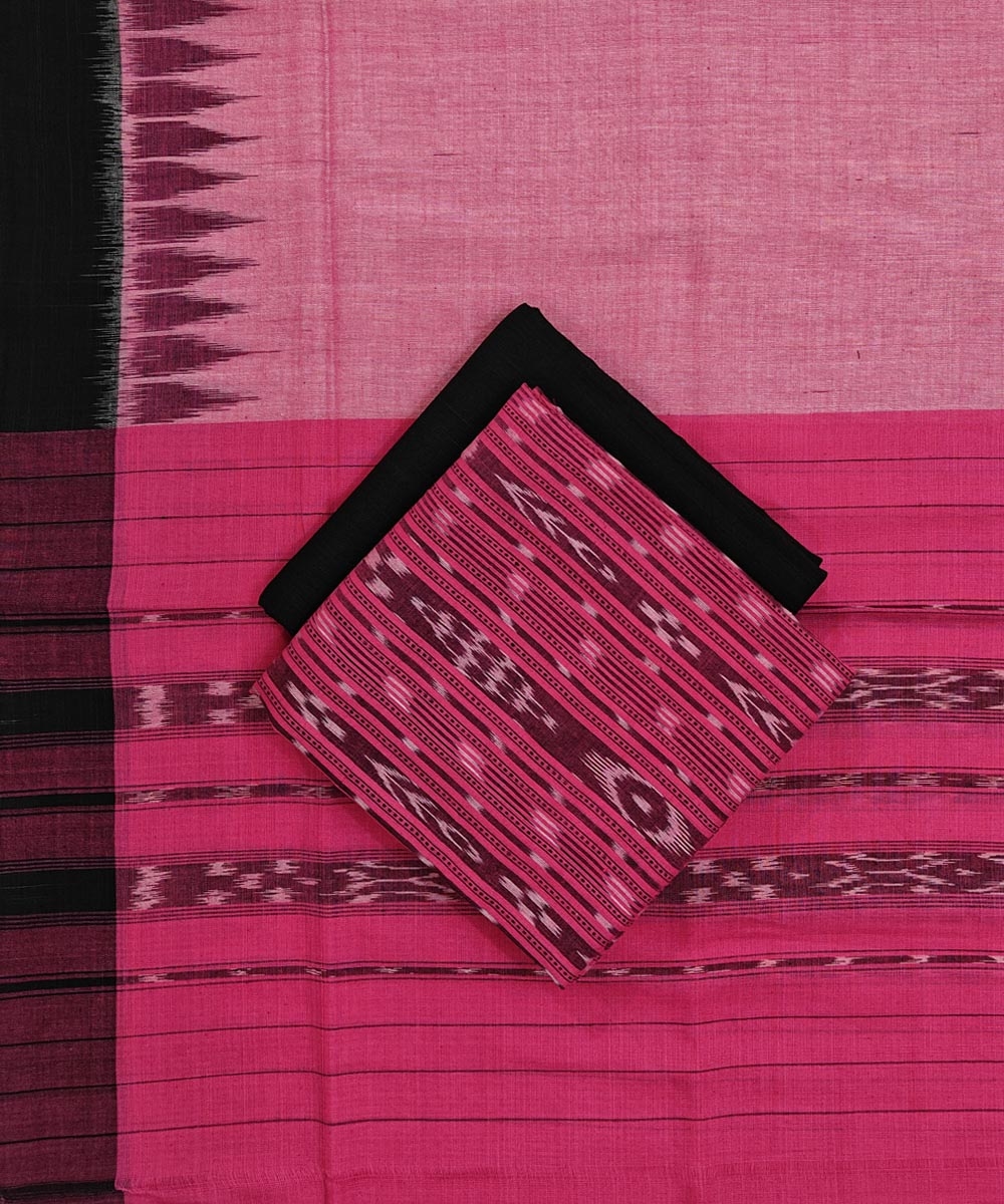 Pink Sambalpuri Handwoven Double Ikat Suit Image 1