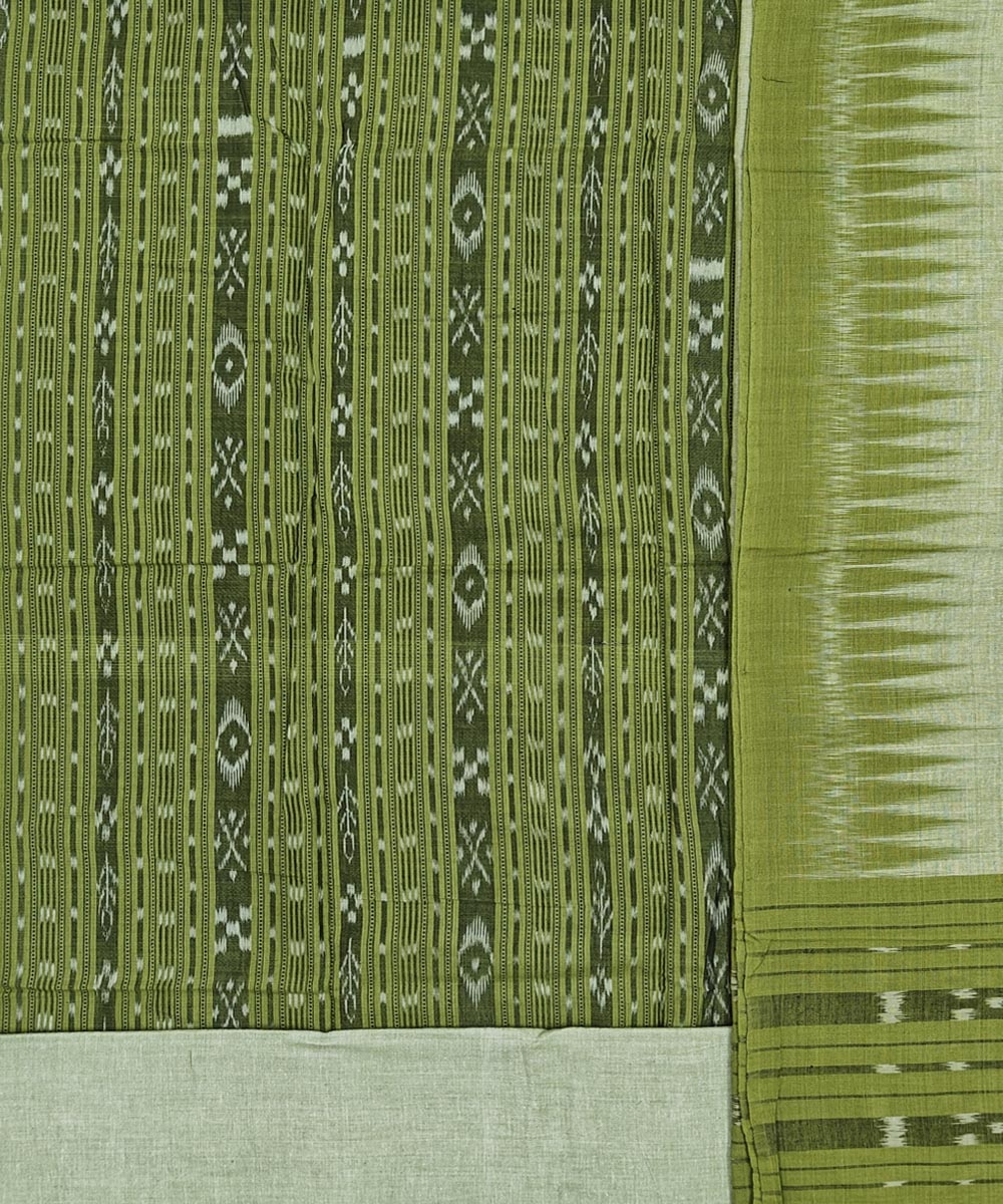 Olive Sambalpuri Handwoven Double Ikat Suit Image 2