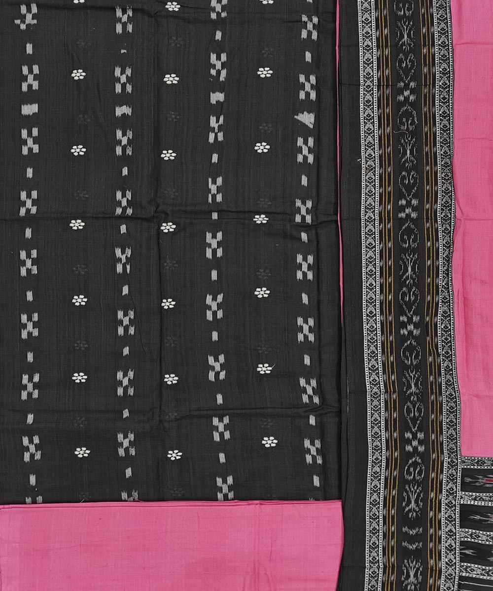 Black Pink Sambalpuri Handwoven Double Ikat Suit Image 2