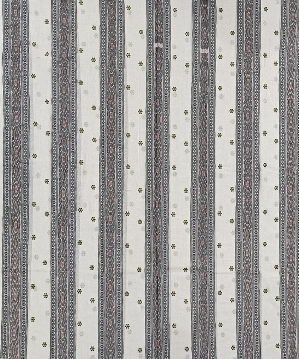 White Olive Sambalpuri Handwoven Double Ikat Suit Image 3