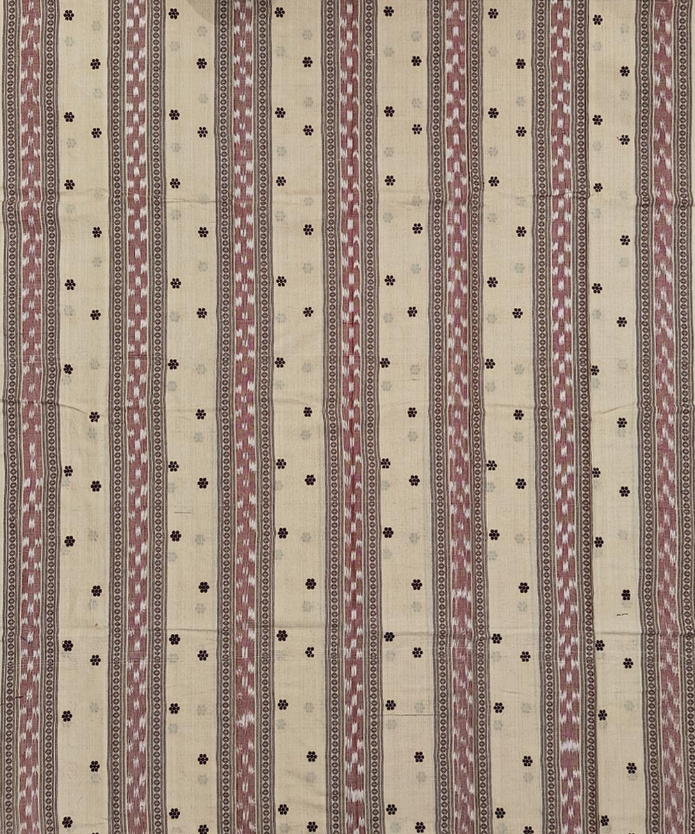 Beige Maroon Sambalpuri Handwoven Double Ikat Suit Image 3