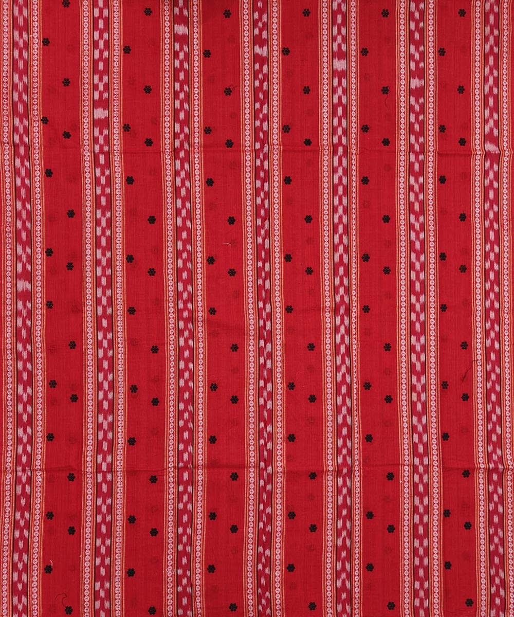 Red Black Sambalpuri Handwoven Double Ikat Suit Image 3