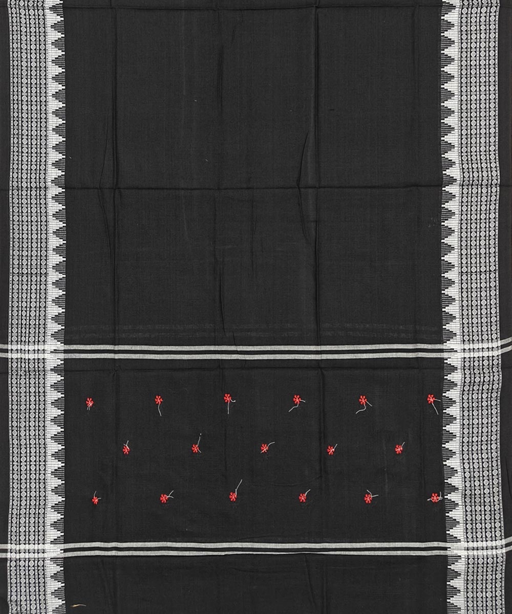 Red Black Sambalpuri Handwoven Double Ikat Suit Image 4