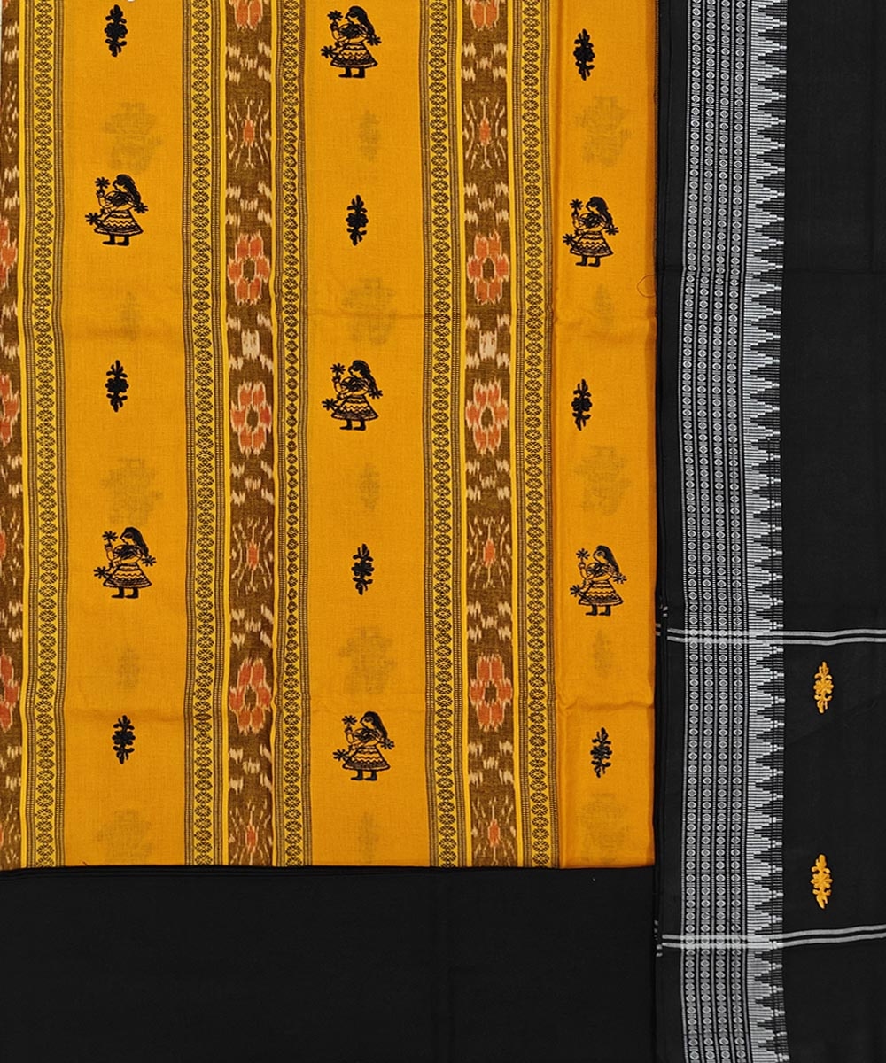 Yellow Black Sambalpuri Handwoven Double Ikat Suit Image 2