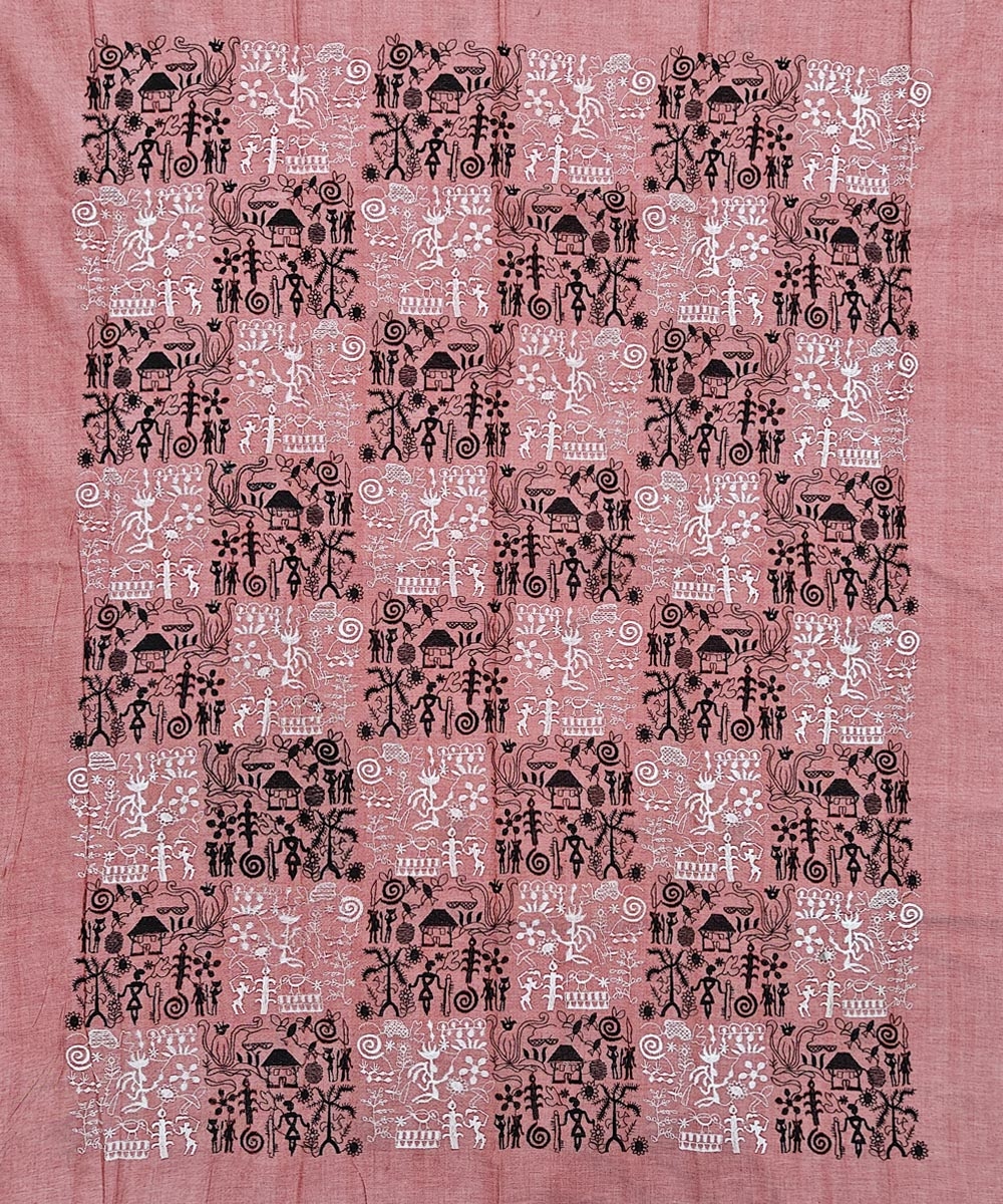 Pink Black Sambalpuri Handwoven Double Ikat Suit Image 3