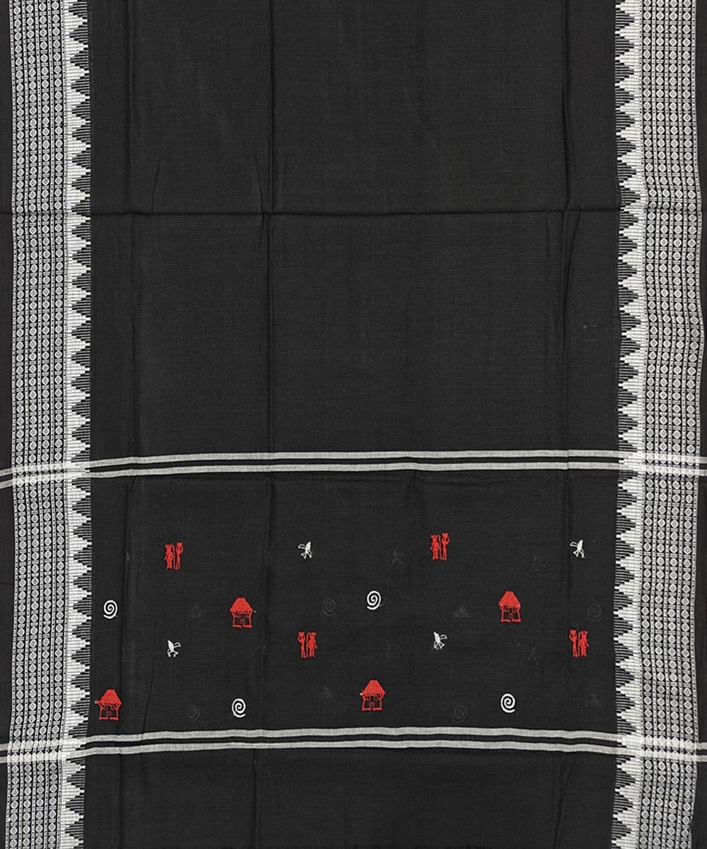 Blue Black Sambalpuri Handwoven Double Ikat Suit Image 4
