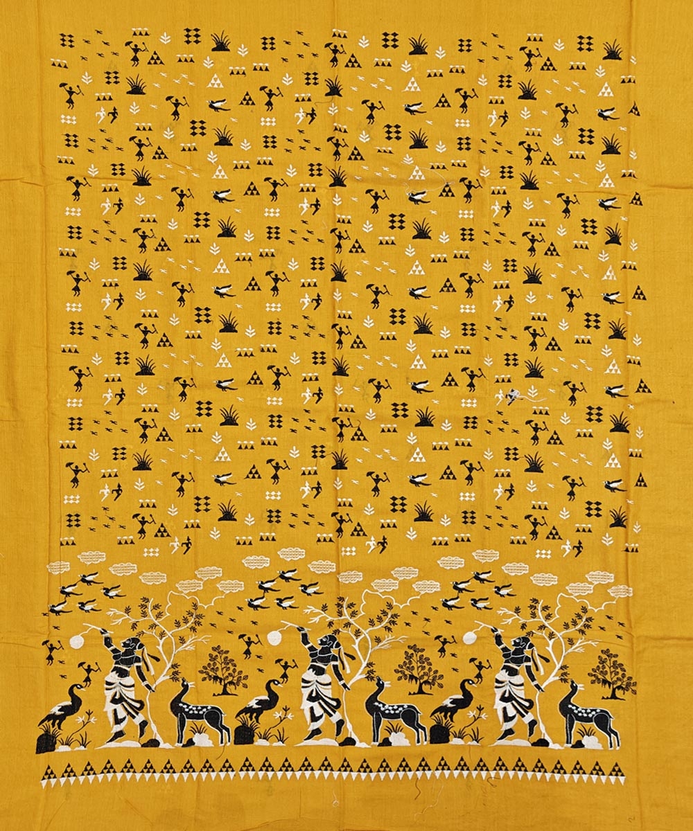 Yellow Black Sambalpuri Handwoven Double Ikat Suit Image 3