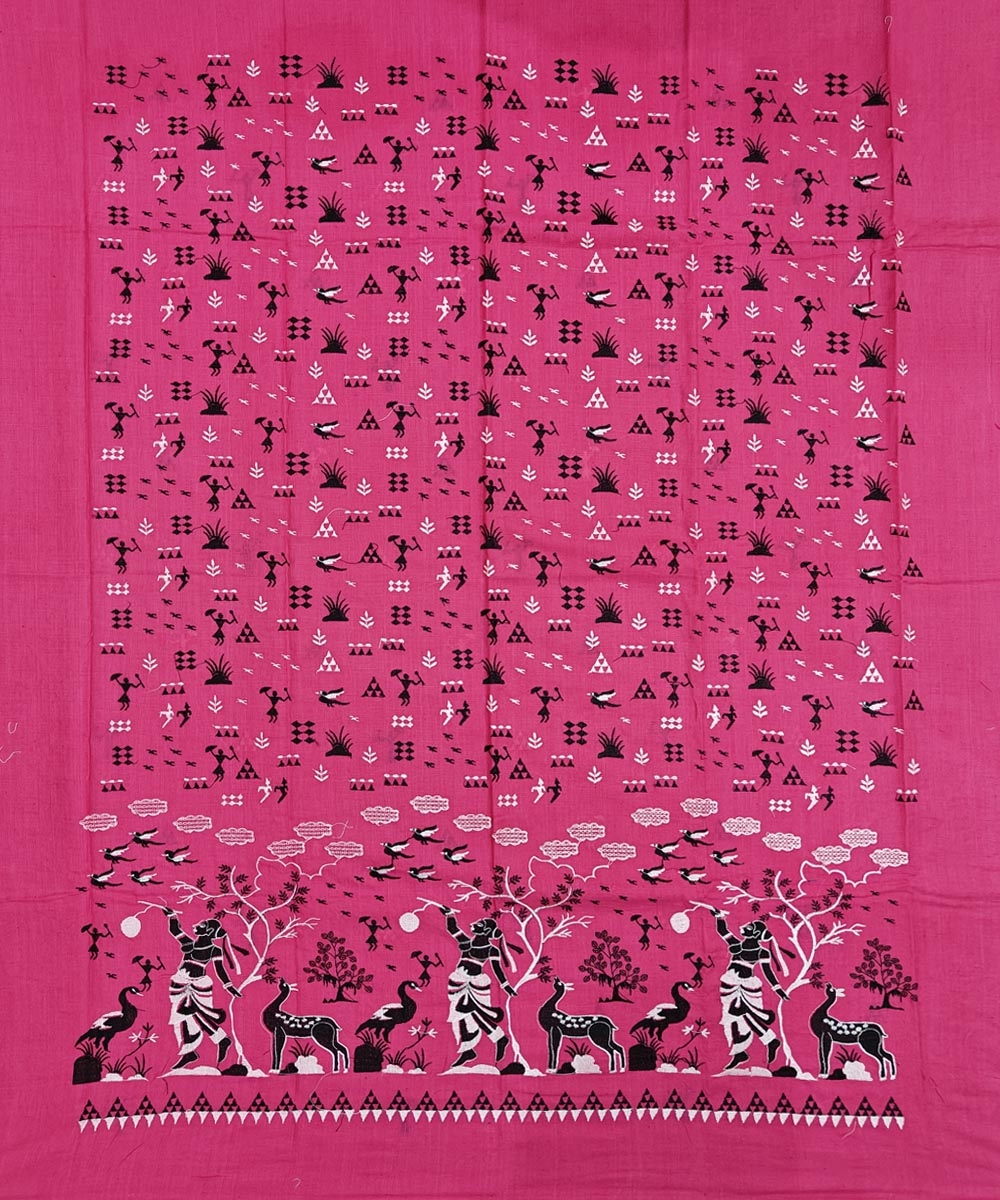 Pink Black Sambalpuri Handwoven Double Ikat Suit Image 3