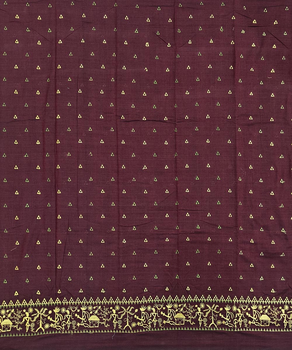 Maroon Green Sambalpuri Handwoven Double Ikat Suit Image 3